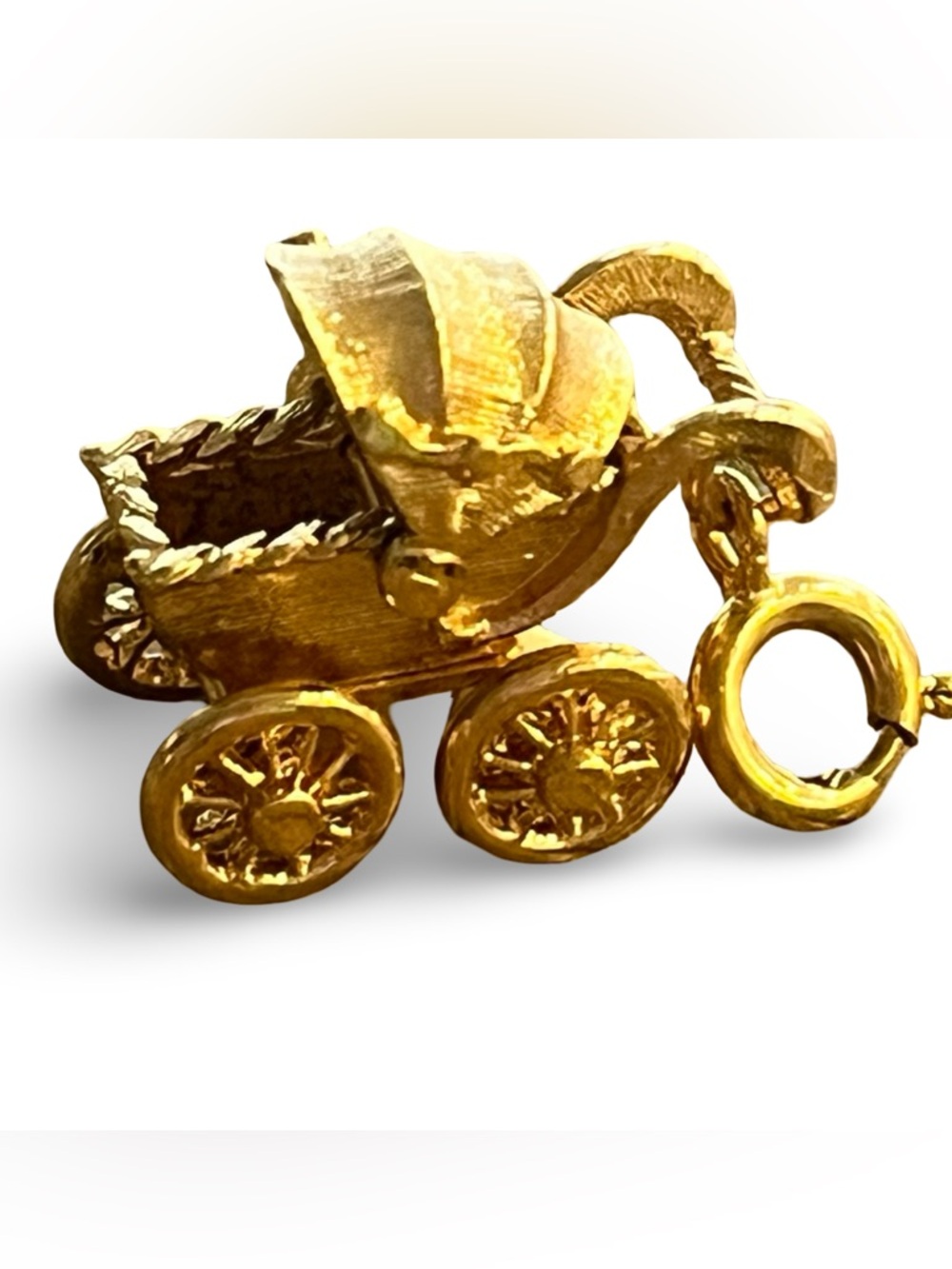 Gold Tone Baby Carriage Charm